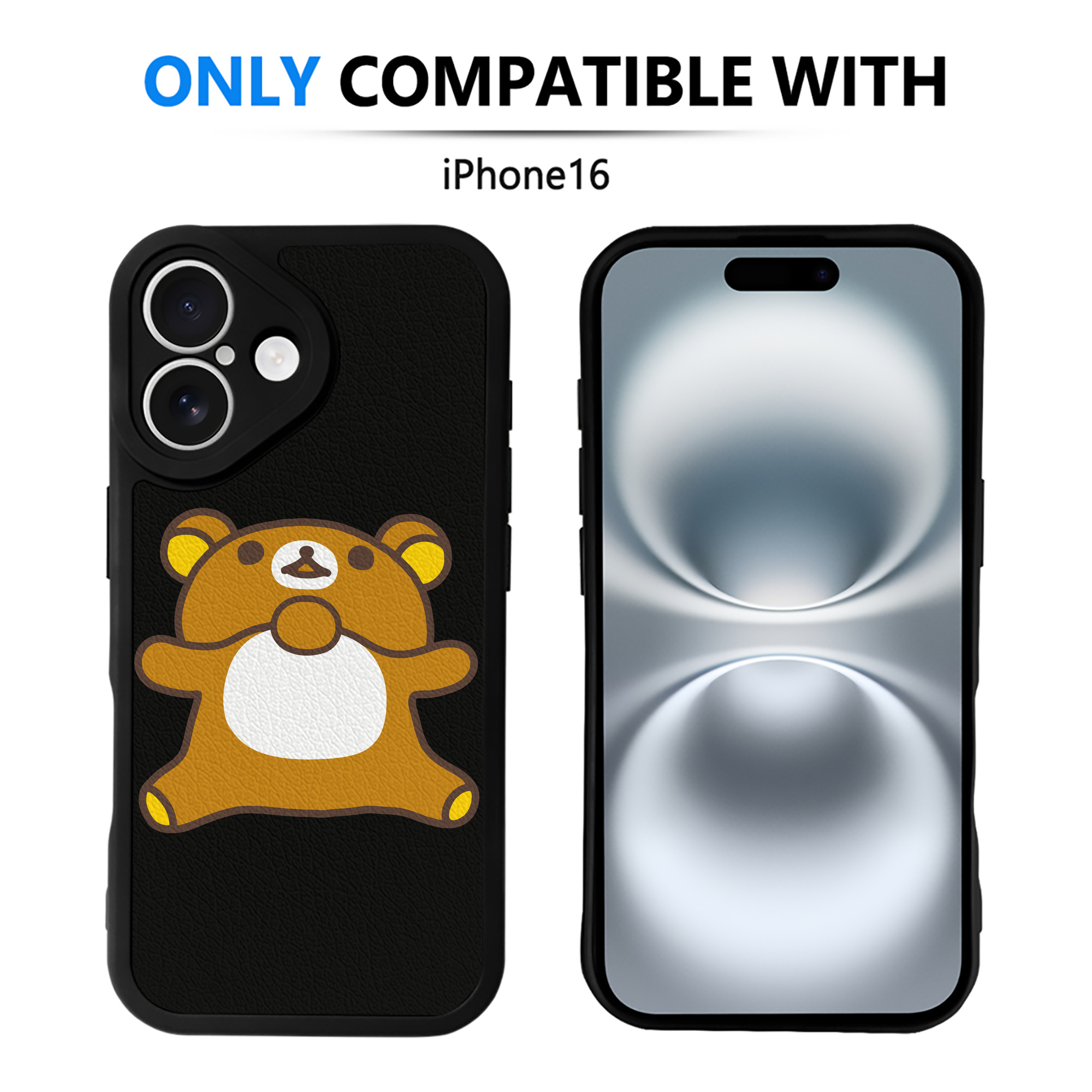 （画像用） リラックマ リラックマ キイロイトリ Rilakkuma Korilakkuma Kiiroitori 【iPhone 16シリーズ対応】シリコンスマホケース（レザー調） 材質：シリコン